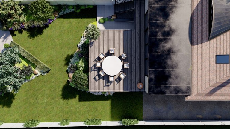Exemple de modélisation 3D d’un jardin vu de dessus