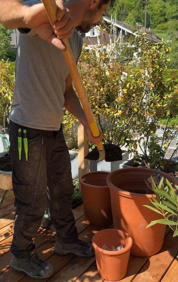 Mise en terre des jardinières à Sevrier