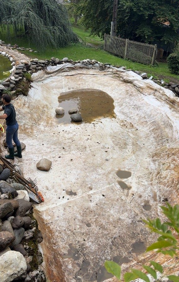 Nettoyage de l’ancien bassin et de sa zone de filtration, à Cruseilles (74)